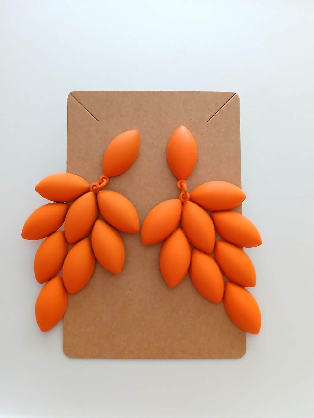 Fashion Jewelry Orange Leaf Cluster Drop Earrings - Picture 1 of 3